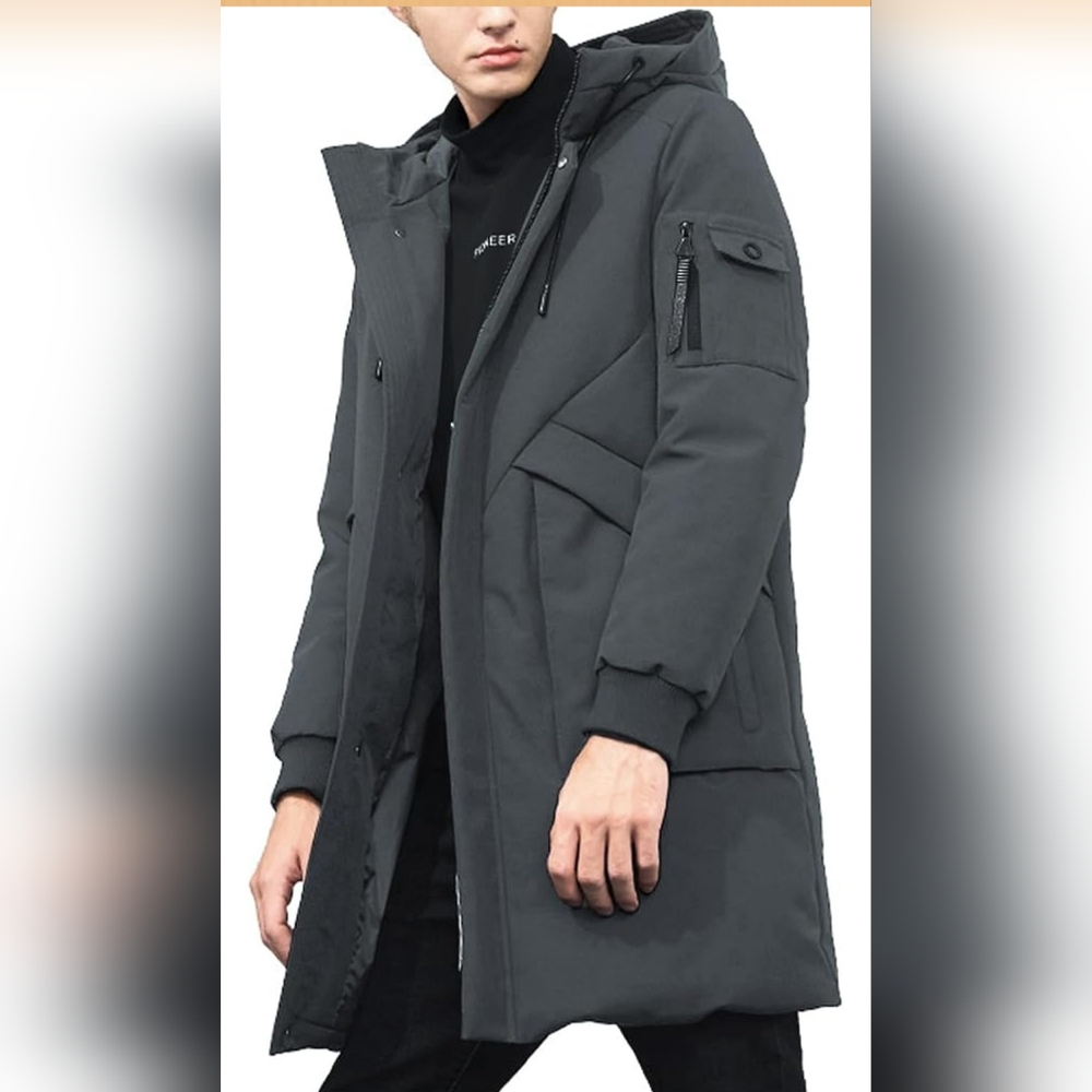 Pioneer Camp Men's Winter Coats Water-Repellent Windproof Parkas Long Hooded